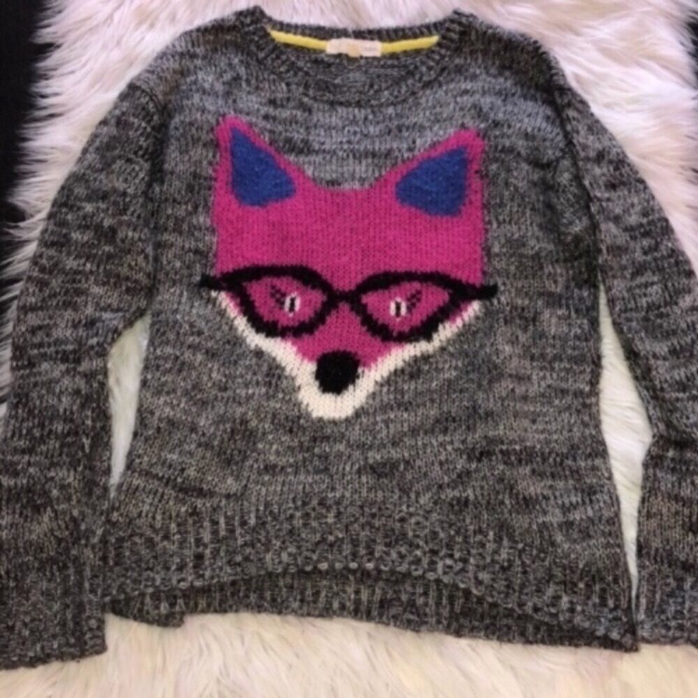 Rewind Fox with Glasses Juniors Sweater